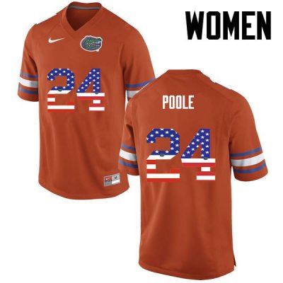 Women's Florida Gators #24 Brian Poole NCAA Nike Orange USA Flag Fashion Authentic Stitched College Football Jersey JDB2862VB